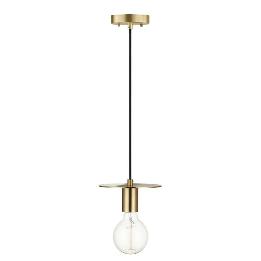 Chandeliers * | Veruca 1-Light Matte Brass Plug-In Or Hardwire Pendant Lighting By Globe Electric