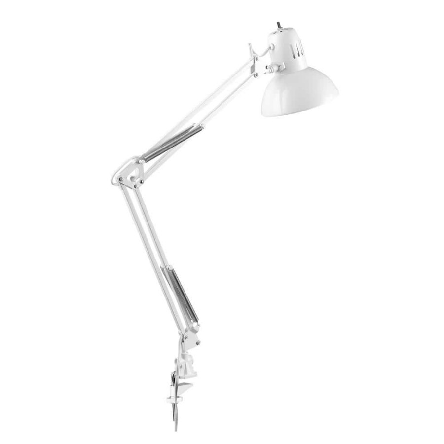 Lamps * | Architect 31.5 In. Glossy White Clamp-On Desk Lamp By Globe Electric