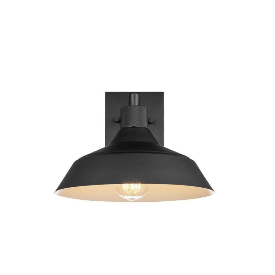 Outdoor Lighting * | Sutton 1-Light Matte Black Outdoor Wall Sconce By Globe Electric