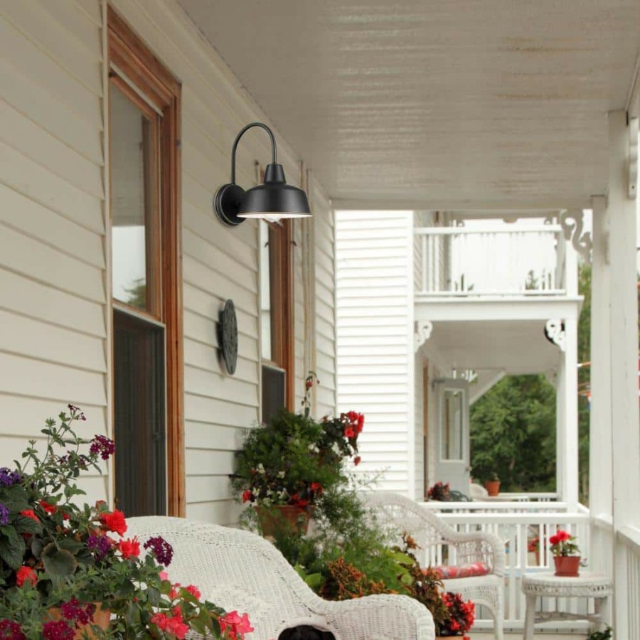 Outdoor Lighting * | Delancey 1-Light Oil Rubbed Bronze And White Outdoor/Indoor Wall Lantern Sconce By Globe Electric