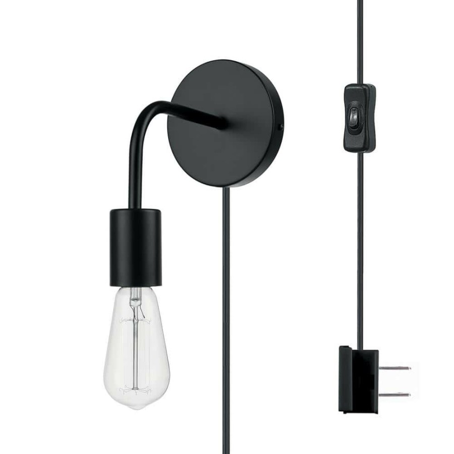 Vanity Lighting * | Magnus 1-Light Matte Black Wall Sconce (2-Pack) By Globe Electric