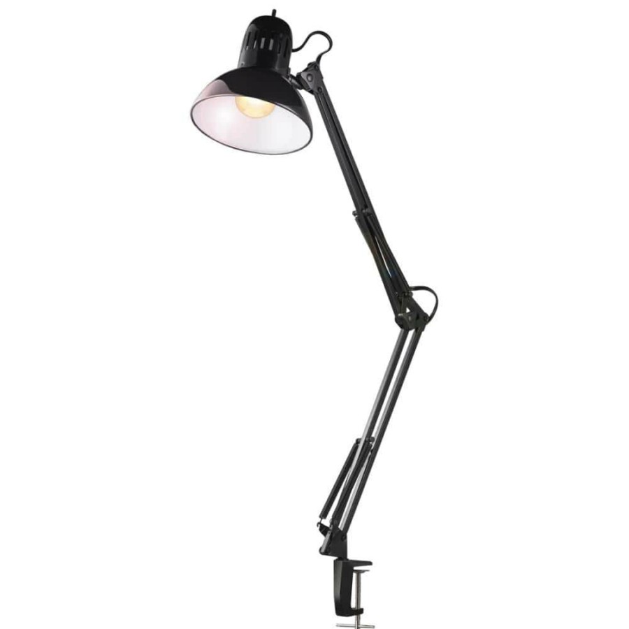 Lamps * | 32 In. Multi-Joint Metal Clamp Black Desk Lamp By Globe Electric