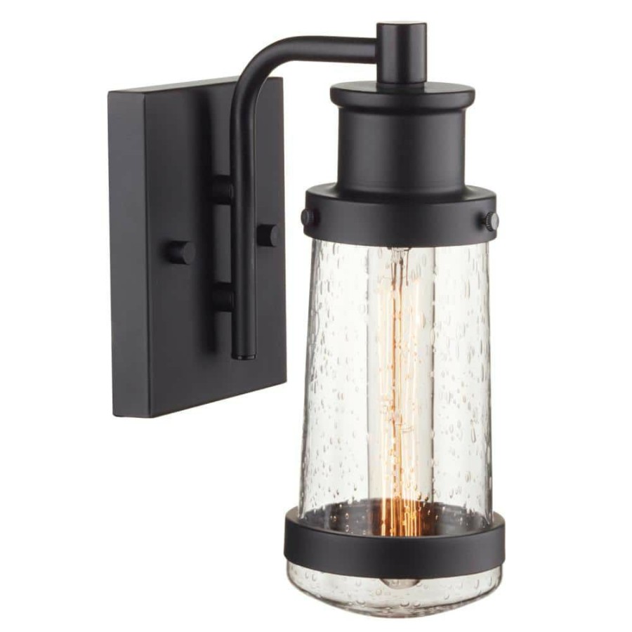 Outdoor Lighting * | Bennett 1-Light Matte Black Outdoor Wall Lantern Sconce By Globe Electric