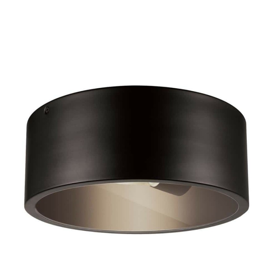 Outdoor Lighting * | Teagan 1-Light Dark Bronze Outdoor Indoor Flush Mount Ceiling Light By Globe Electric