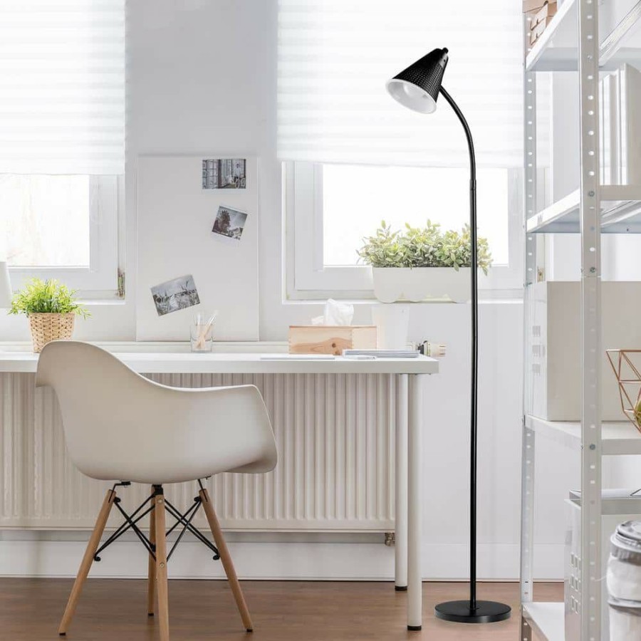 Lamps * | Led For Life 59 In. 1-Light Matte Black Floor Lamp By Globe Electric