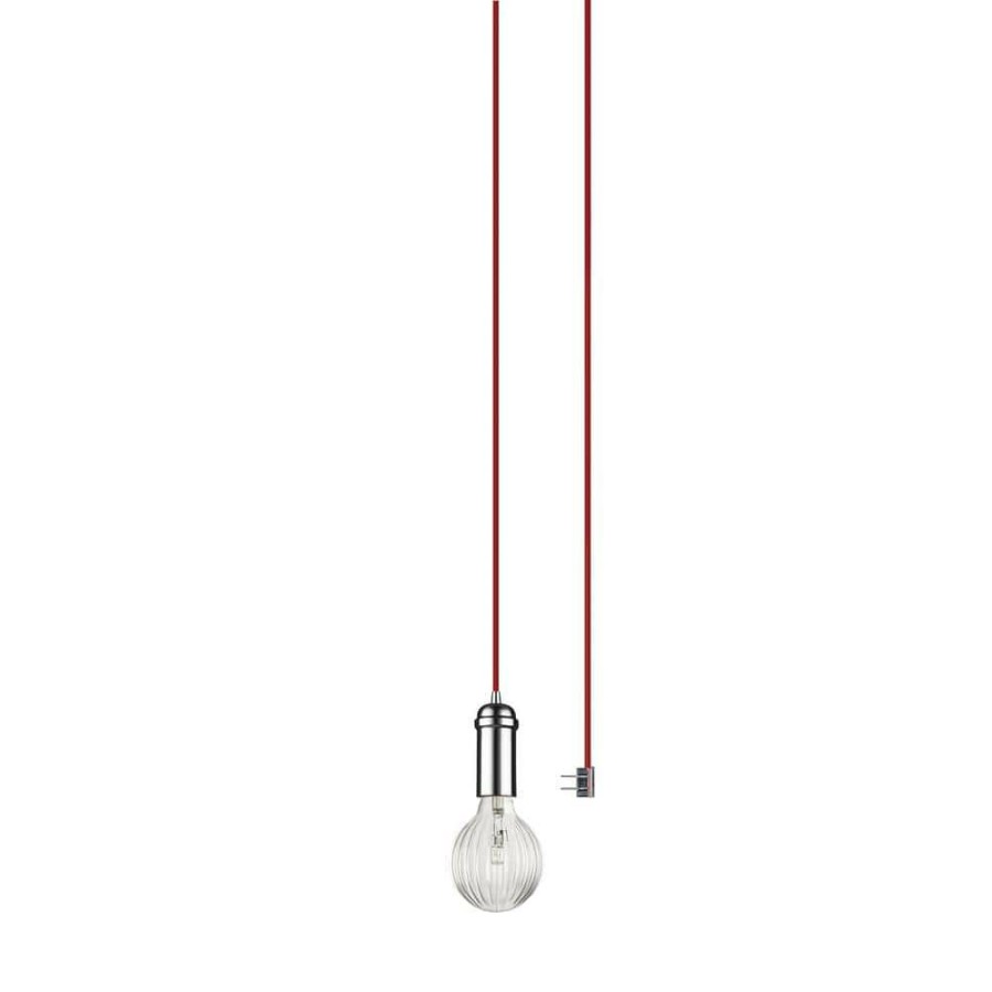 Pendant Lights * | Edison 1-Light Chrome And Red Pendant By Globe Electric