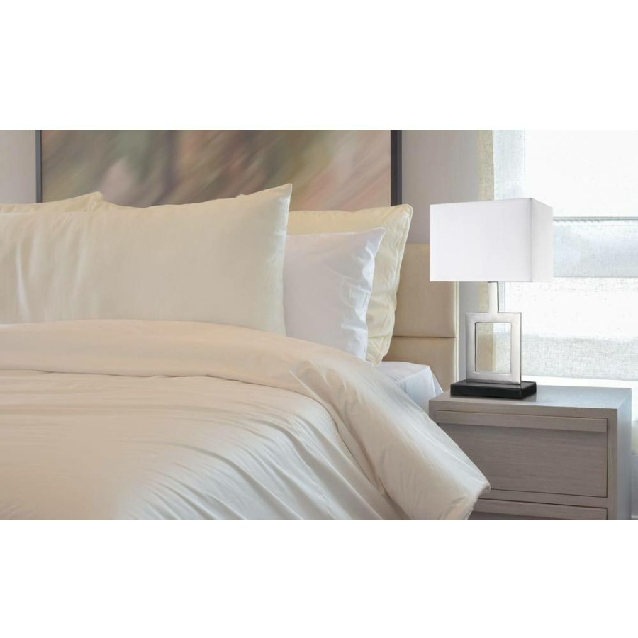 Lamps * | Haven 21 In. Brushed Nickel Finish Indoor Table Lamp With White Fabric Shade By Globe Electric