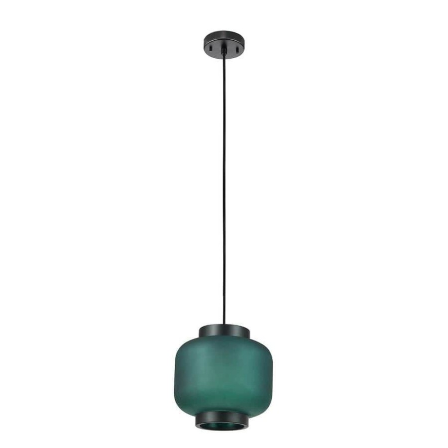 Chandeliers * | Laguna 1-Light Green Glass Pendant With Cec Title 20 Led Bulb Included By Globe Electric