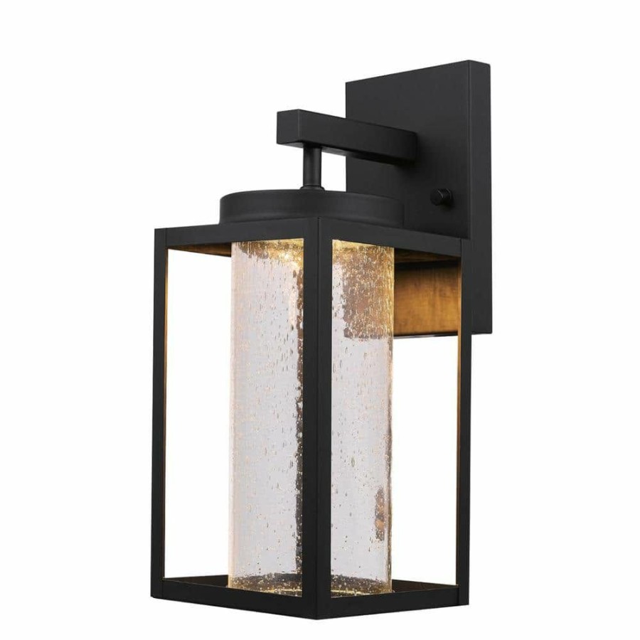 Outdoor Lighting * | Capulet 1-Light Black Led Integrated Outdoor Indoor Wall Lantern Sconce By Globe Electric