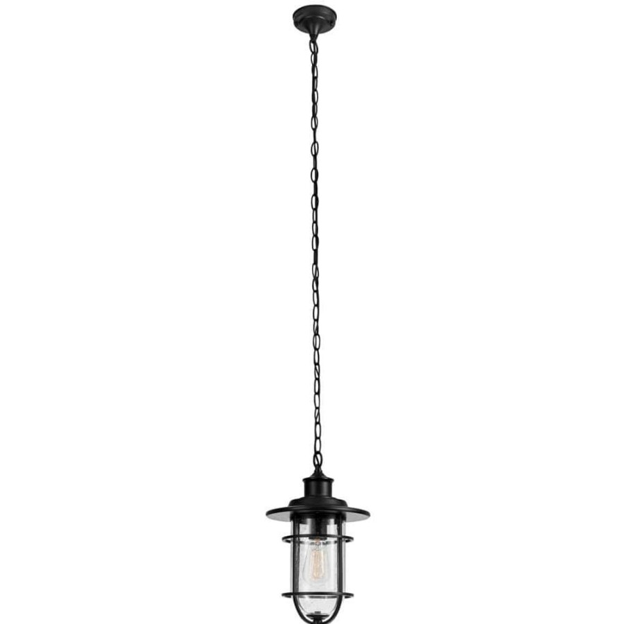 Outdoor Lighting * | Turner 1-Light Black Outdoor Hanging Wall Lantern Sconce By Globe Electric