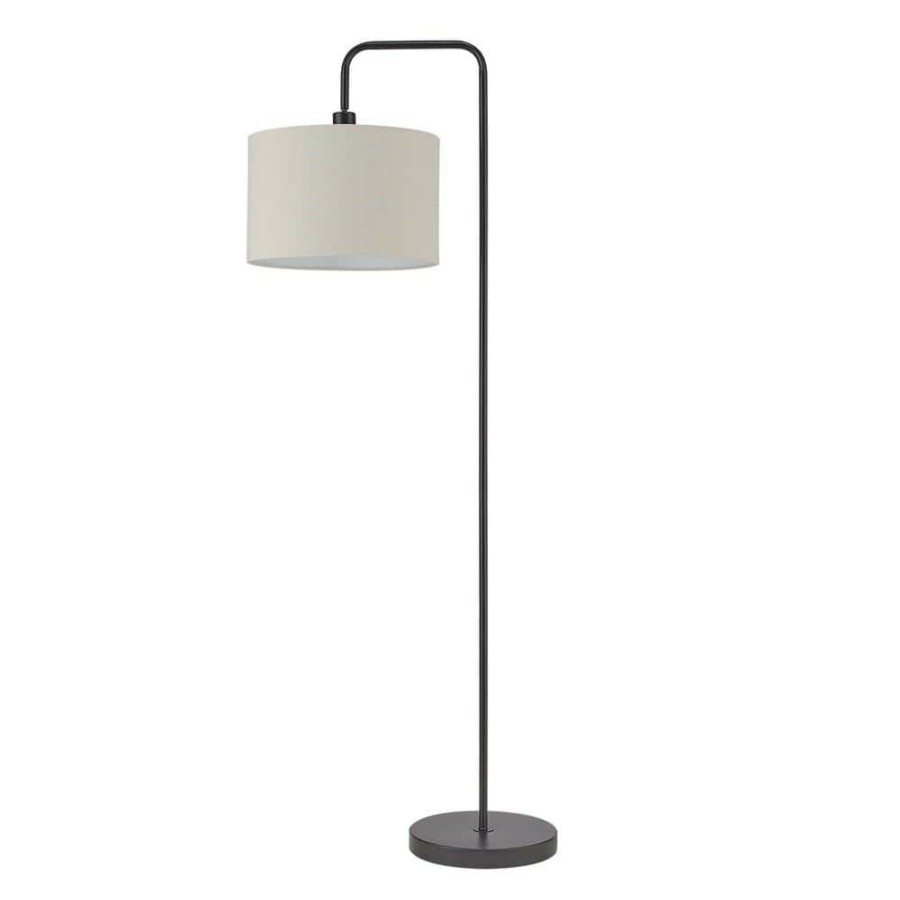 Lamps * | Barden 58 In. Dark Bronze Floor Lamp With Beige Fabric Shade By Globe Electric