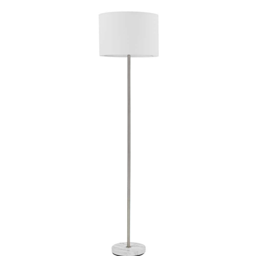 Lamps * | Versailles 60 In. Brushed Nickel Floor Lamp With Faux Marble Accent By Globe Electric