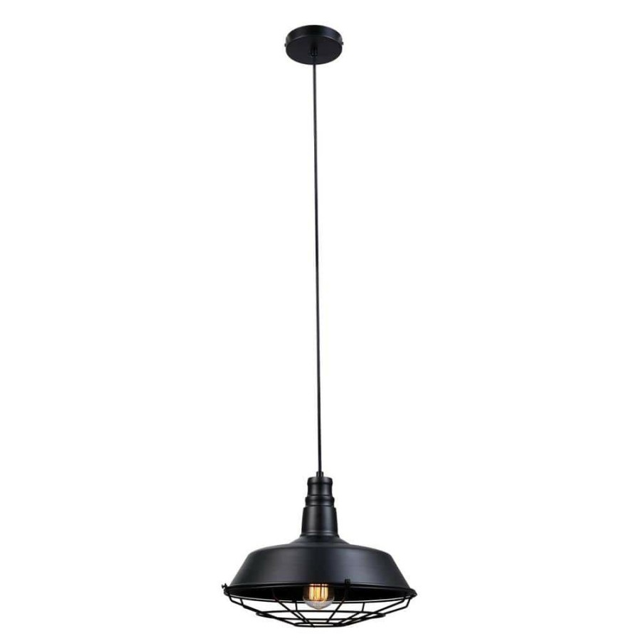 Pendant Lights * | Damon 1-Light Matte Black Pendant By Globe Electric