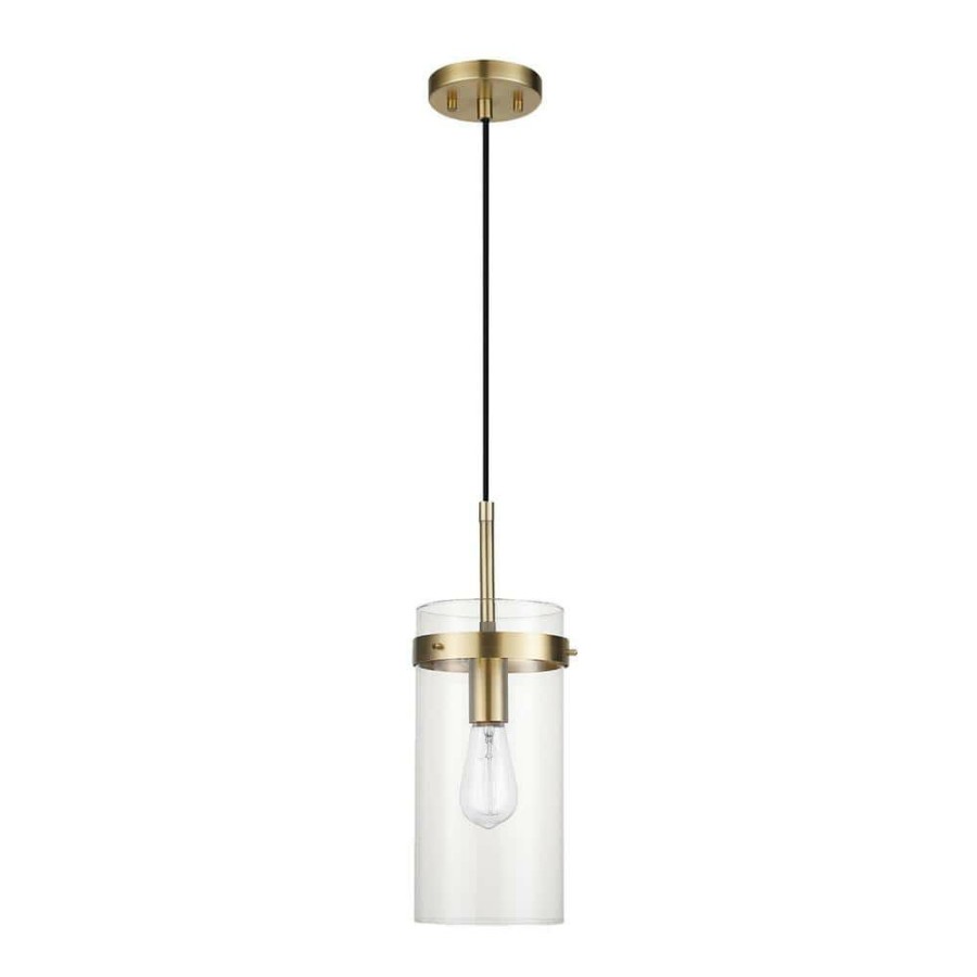 Chandeliers * | Connor 1-Light Brass Pendant Light With Clear Glass Shade, Light Bulb Included By Globe Electric