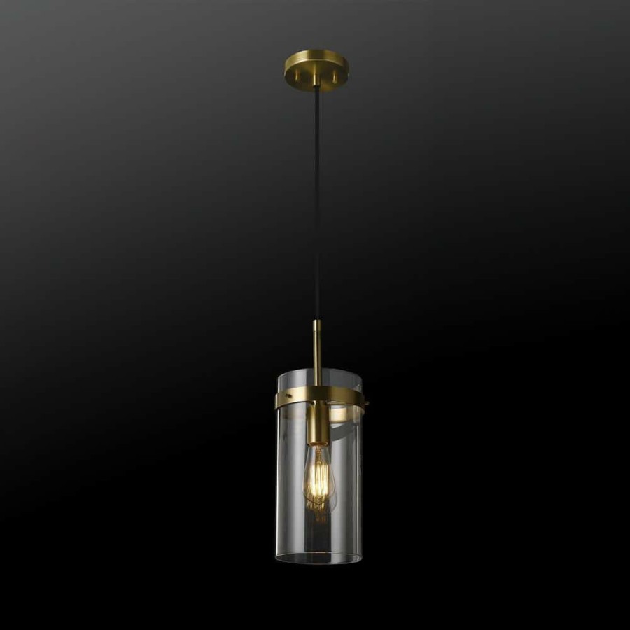 Chandeliers * | Connor 1-Light Brass Pendant Light With Clear Glass Shade, Light Bulb Included By Globe Electric