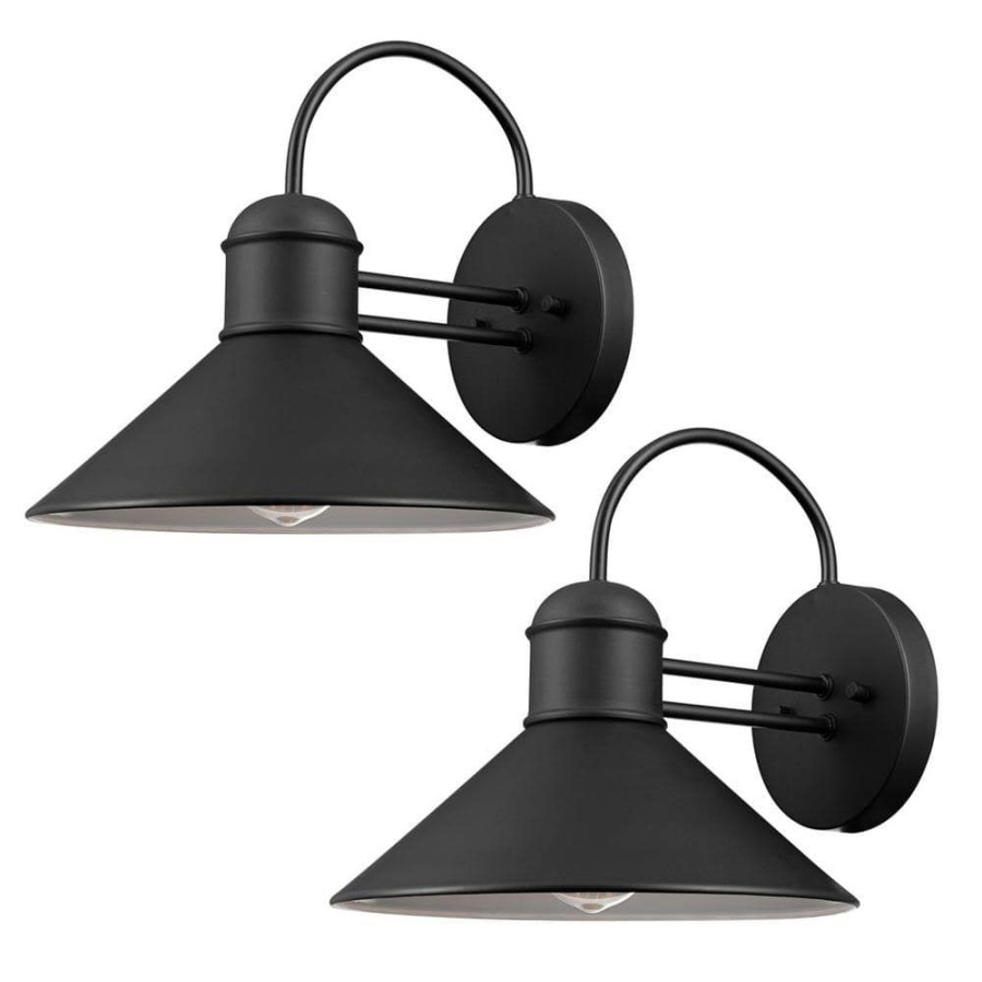 Outdoor Lighting * | Sebastien 1-Light Black Outdoor Wall Lantern Sconce (2-Pack) By Globe Electric