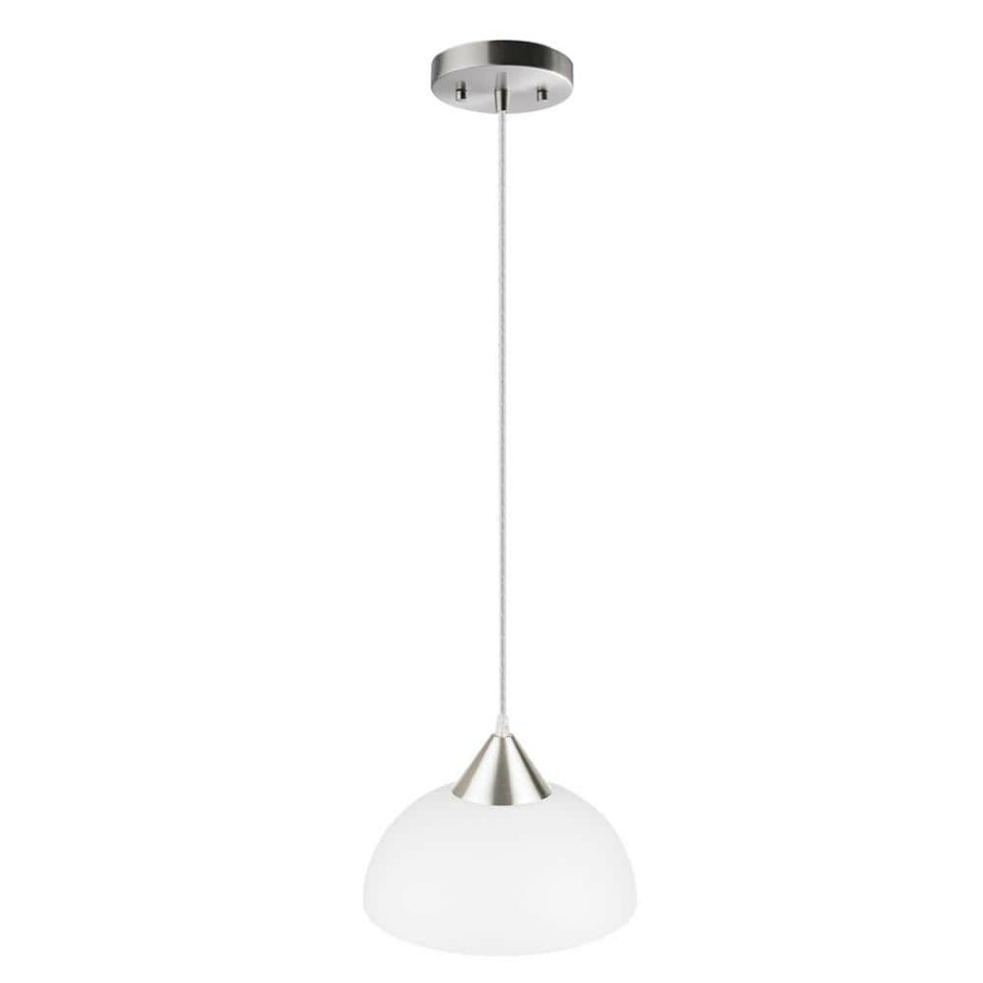 Chandeliers * | Griffin 1-Light Brushed Steel Plug-In Or Hardwire Pendant Lighting With 15 Ft. Cord By Globe Electric