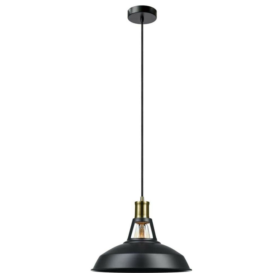 Chandeliers * | Robin 1-Light Satin Black Pendant By Globe Electric