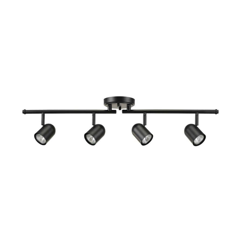 Track Lighting * | Roland 2.67 Ft. 4-Light Matte Black Flexible Track Lighting Kit By Globe Electric