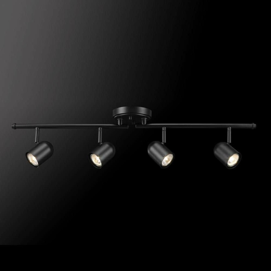 Track Lighting * | Roland 2.67 Ft. 4-Light Matte Black Flexible Track Lighting Kit By Globe Electric