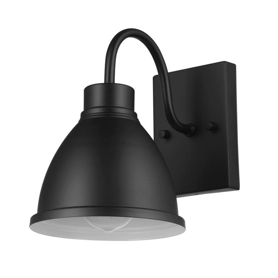 Outdoor Lighting * | Swanson 1-Light Matte Black Hardwired Outdoor Indoor Wall Lantern Sconce By Globe Electric