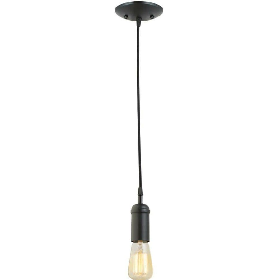 Pendant Lights * | 1-Light Vintage Edison Matte Black Mini Pendant By Globe Electric