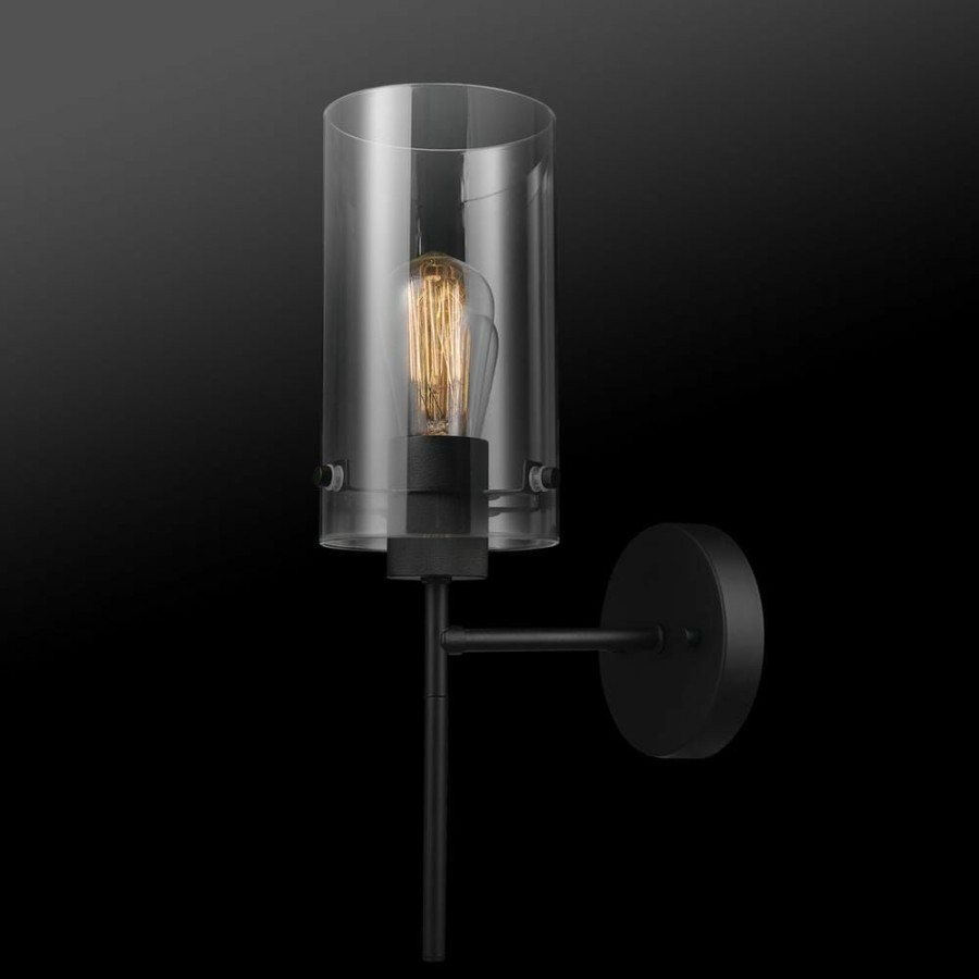 Wall Sconces * | Pisaq 1-Light Matte Black Wall Sconce With Clear Glass Shade By Globe Electric