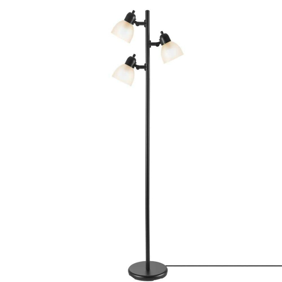 Lamps * | Led For Life 63 In. 3-Light Matte Black Floor Lamp By Globe Electric