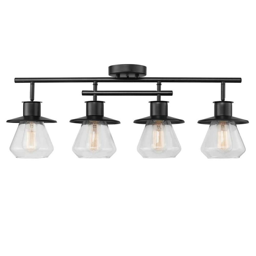 Track Lighting * | Nate 2 Ft. 4-Light Dark Bronze Track Lighting Kit With Clear Glass Shades By Globe Electric