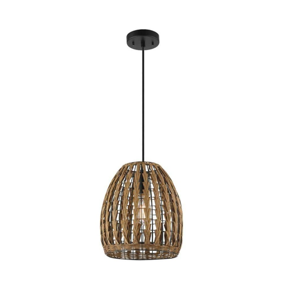 Chandeliers * | Marlow 1-Light Pendant Light With Natural Twine Color Twist Shade By Globe Electric