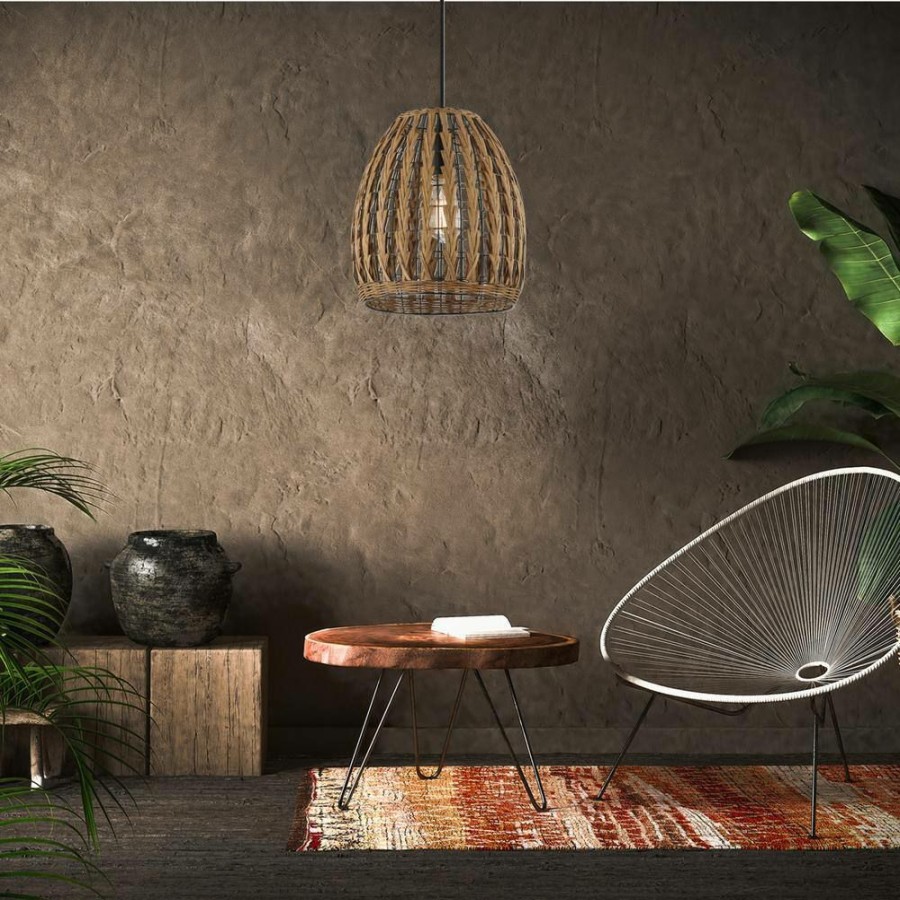 Chandeliers * | Marlow 1-Light Pendant Light With Natural Twine Color Twist Shade By Globe Electric