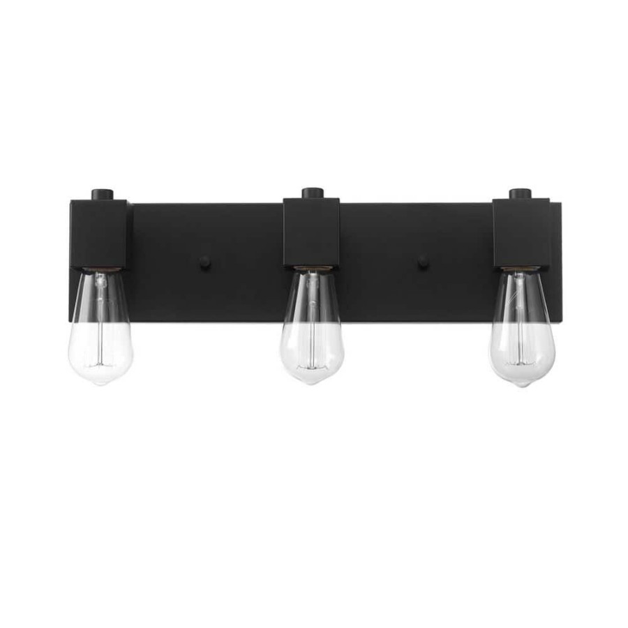 Vanity Lighting * | 18 In. 3-Light Matte Black Vanity Light By Globe Electric