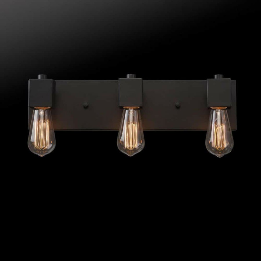 Vanity Lighting * | 18 In. 3-Light Matte Black Vanity Light By Globe Electric