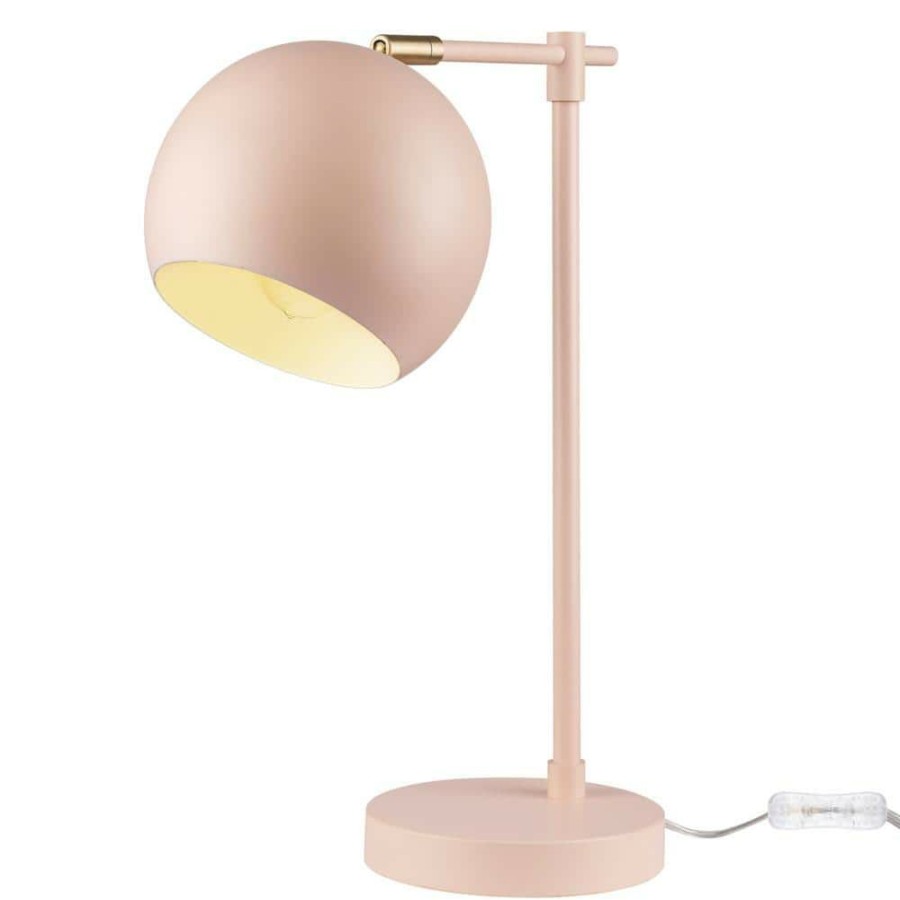 Lamps * | Hannah 18 In. Matte Pink Desk Lamp With Brass Accent By Globe Electric