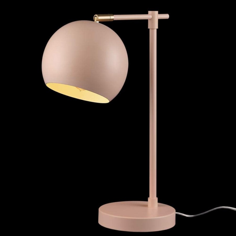 Lamps * | Hannah 18 In. Matte Pink Desk Lamp With Brass Accent By Globe Electric