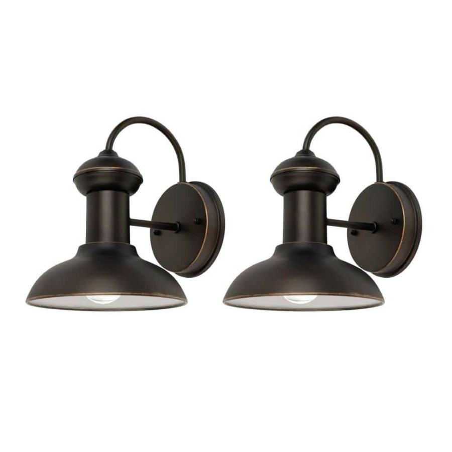 Outdoor Lighting * | Jameson 1-Light Oil Rubbed Bronze Outdoor Wall Lantern Sconce (2-Pack) By Globe Electric