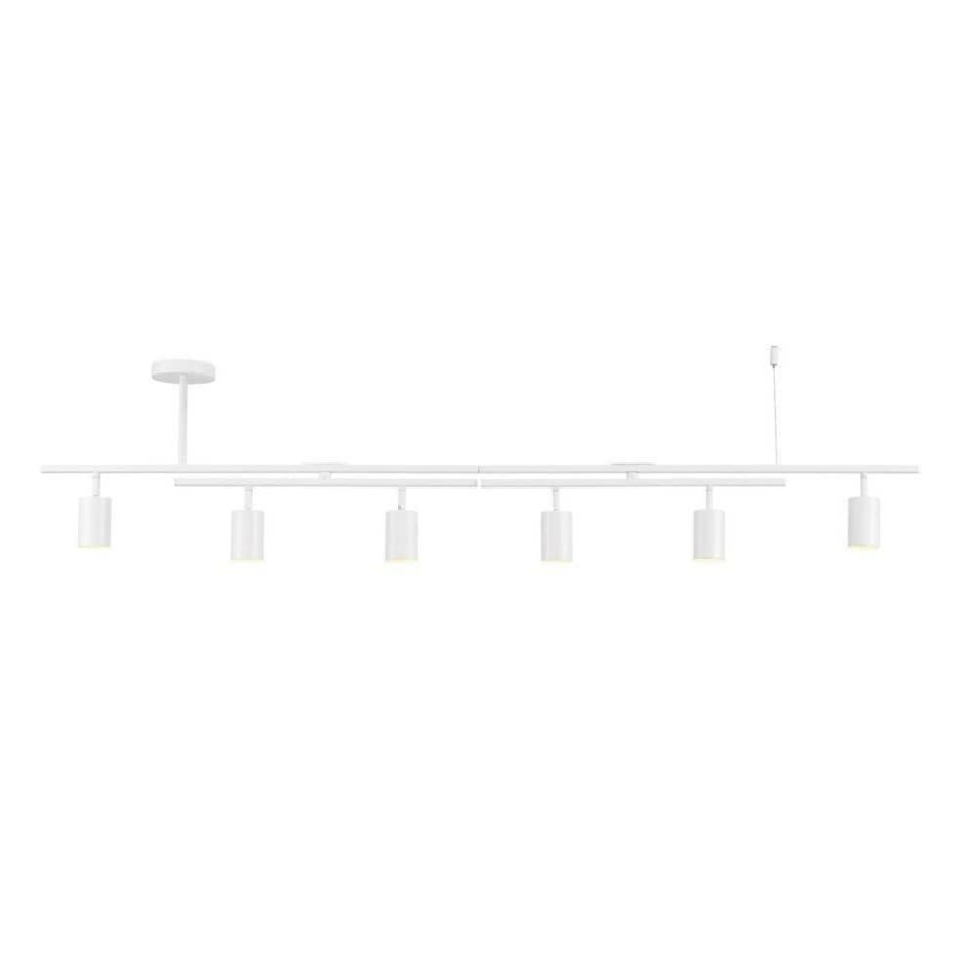 Track Lighting * | 5.3 Ft. 6-Light Matte White Flexible Track Lighting Kit With Center Swivel Bars By Globe Electric