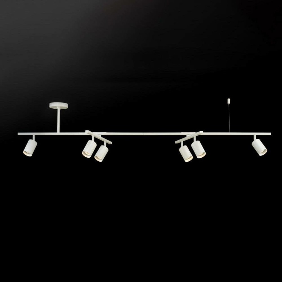 Track Lighting * | 5.3 Ft. 6-Light Matte White Flexible Track Lighting Kit With Center Swivel Bars By Globe Electric