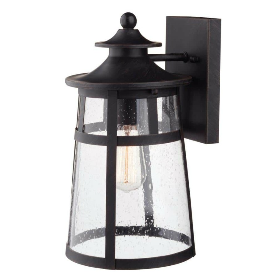 Outdoor Lighting * | Ezekiel 1-Light Bronze Outdoor Wall Lantern Sconce By Globe Electric