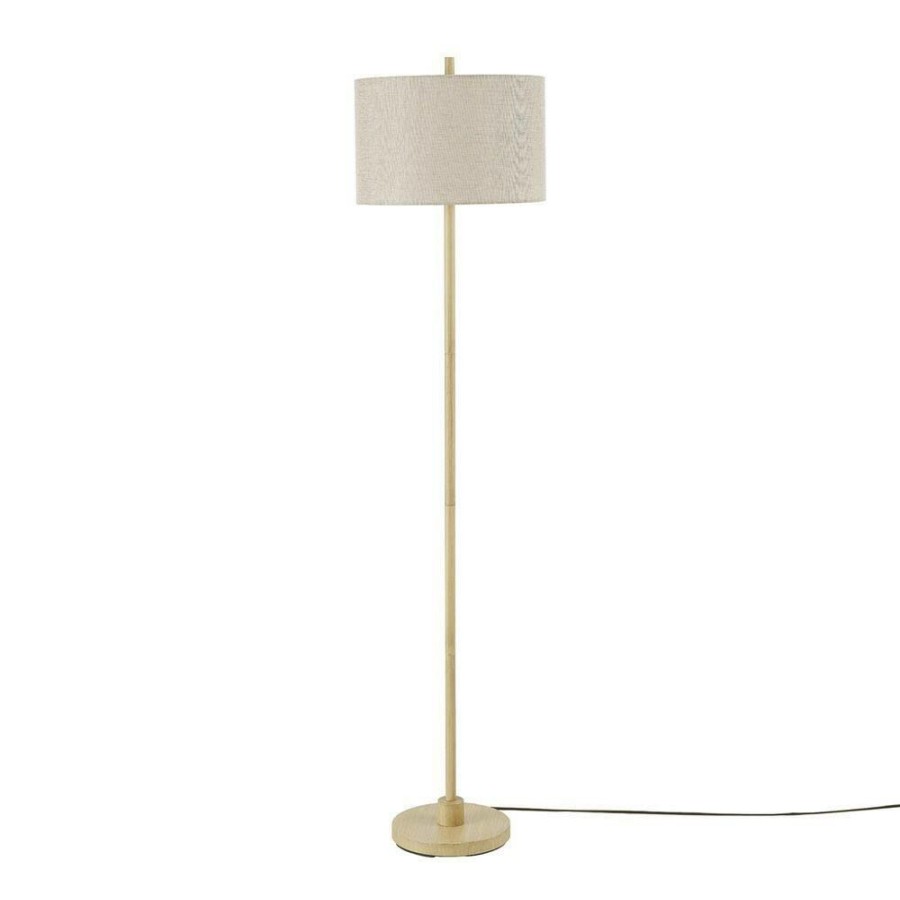 Lamps * | 62 In. Light Faux Wood Floor Lamp With Jute Shade, On/Off Rotary Switch On Socket By Globe Electric