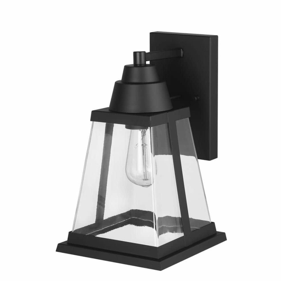 Outdoor Lighting * | Donahue 1-Light Matte Black Hardwired Outdoor Indoor Wall Lantern Sconce With Clear Glass Shade By Globe Electric