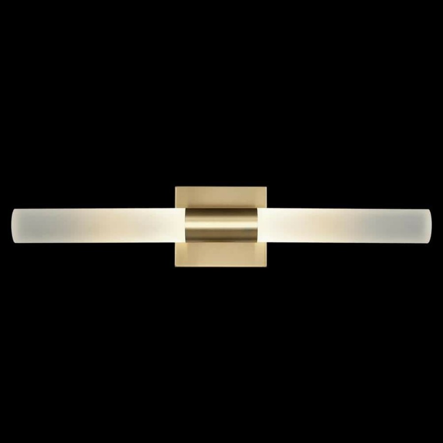 Vanity Lighting * | Edinburgh 24 In. 2-Light Led Integrated Brass Vanity Light With Frosted Acrylic Shades By Globe Electric