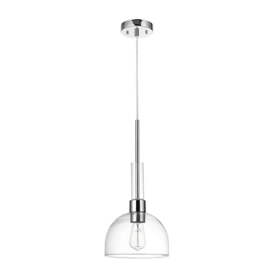 Pendant Lights * | Tai 1-Light Chrome Pendant Light With Clear Glass Shade By Globe Electric