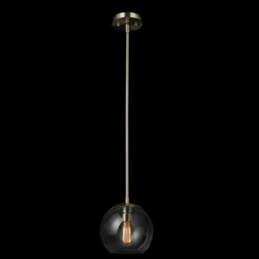 Pendant Lights * | Vivienne 1-Light Brass Pendant Light With Clear Glass Shade By Globe Electric