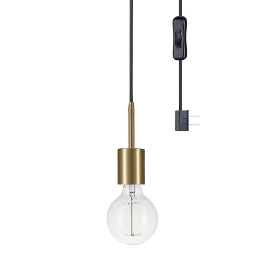 Pendant Lights * | Leila 1-Light Brass Pendant By Globe Electric