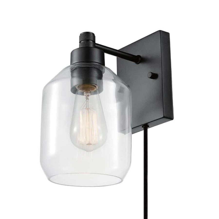 Wall Sconces * | Middleton 1-Light Dark Bronze Plug-In Or Hardwire Modern Wall Sconce By Globe Electric