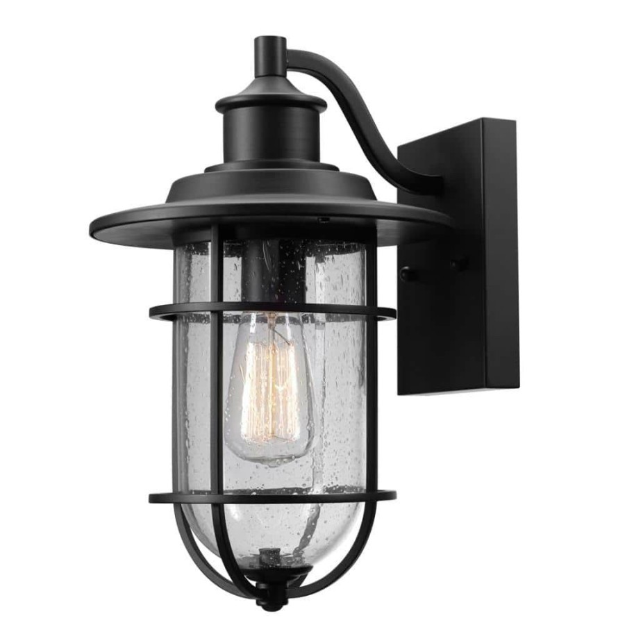 Outdoor Lighting * | Turner 1-Light Black Outdoor Wall Lantern Sconce By Globe Electric