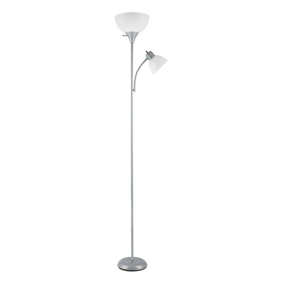 Lamps * | Delilah 72 In. Silver Torchiere Floor Lamp With Adjustable Reading Light By Globe Electric