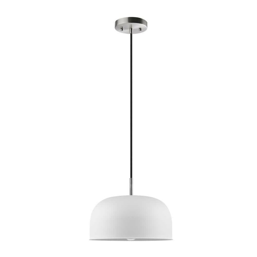 Chandeliers * | Scarlett 1-Light Matte White Plug-In Or Hardwire Pendant Lighting With 15 Ft. Cord By Globe Electric