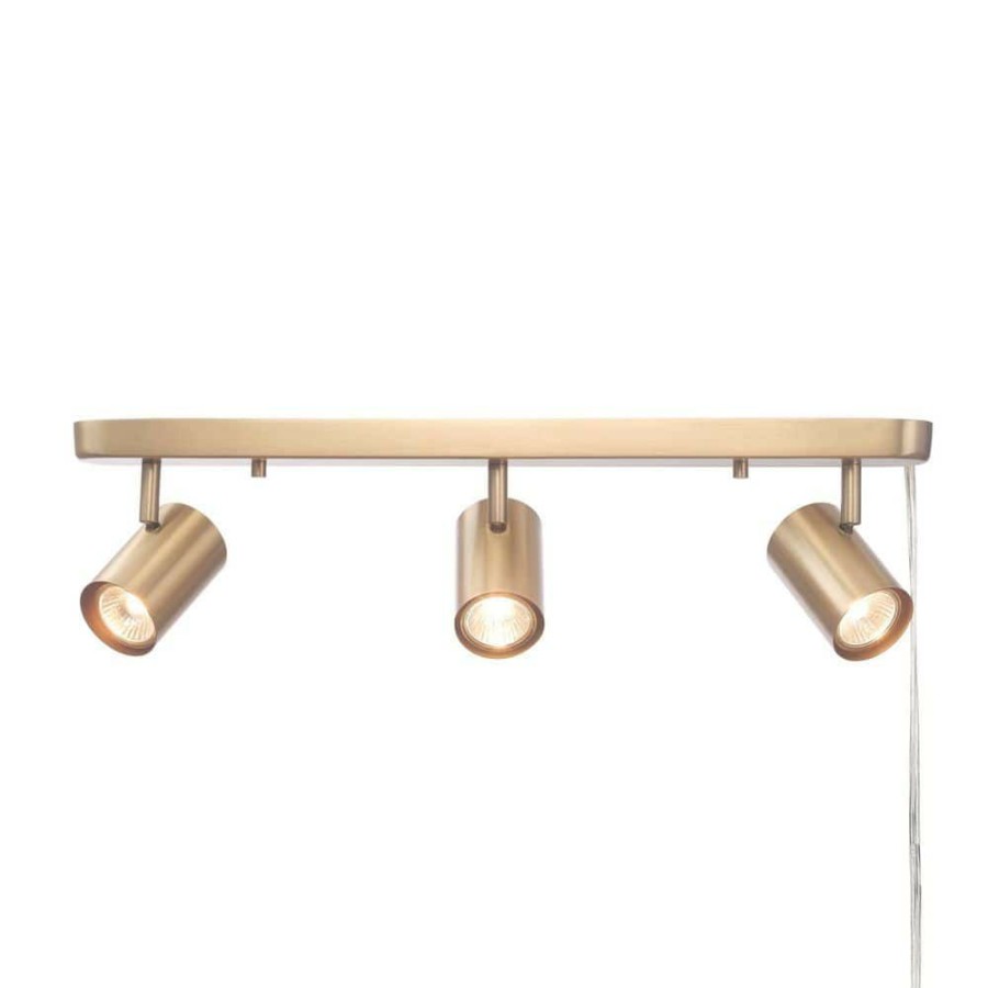 Track Lighting * | 1.85 Ft. 3-Light Matte Brass Plug-In Fixed Track Lighting Kit By Globe Electric